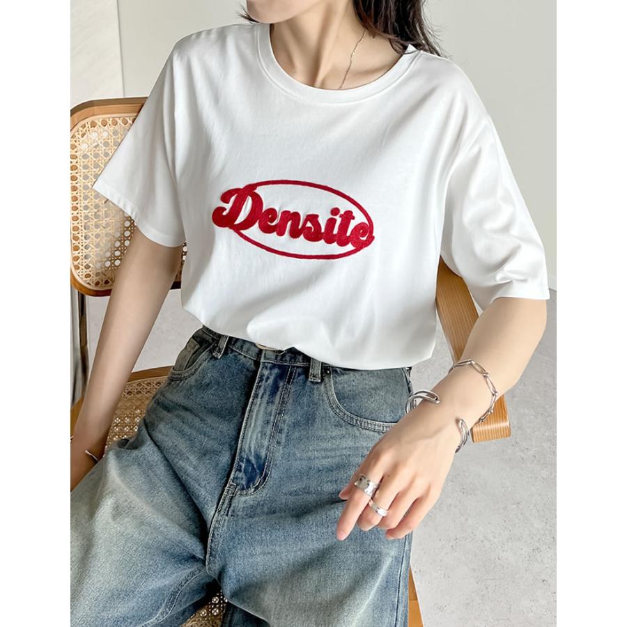 Tシャツ 半袖 レディース トップス 刺繍 UVカット 紫外線対策 接触冷感 ひんやり チェーン刺繍 春夏[mb] | Re:EDIT | 05