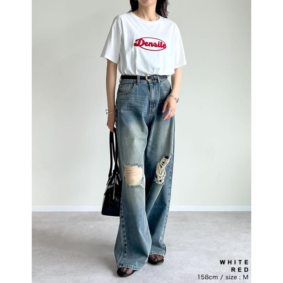 Tシャツ 半袖 レディース トップス 刺繍 UVカット 紫外線対策 接触冷感 ひんやり チェーン刺繍 春夏[mb] | Re:EDIT | 10
