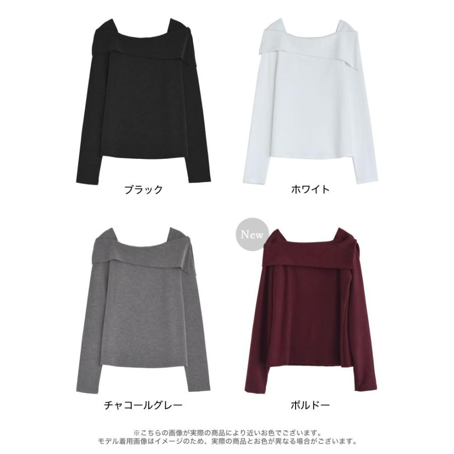 アシンメトリー 長袖カットソー チャコールグレー Re:EDIT（リエディ） トップス カットソー レディース 4色 M/L 長袖