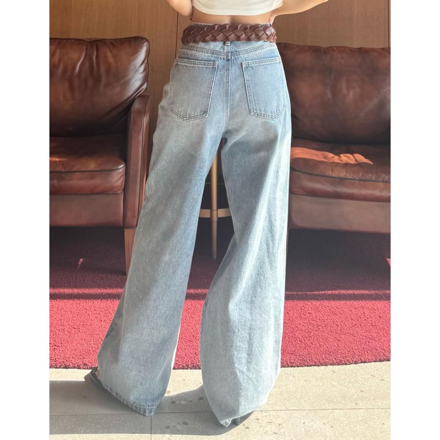 デニム レディース パンツ ジーンズ 低身長 高身長 ダメージ フリンジ ワイド ポケット付き ベルトループ付き 春夏 | Re:EDIT | 13
