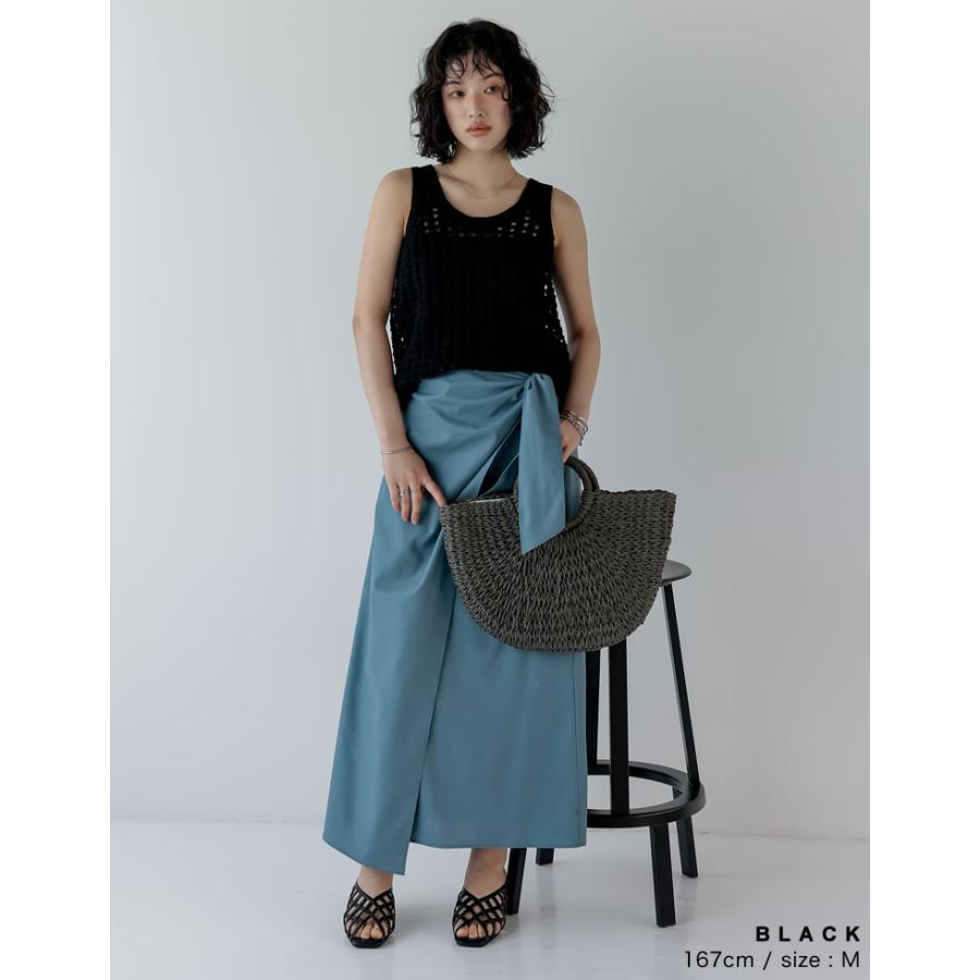 タンクトップ レディース トップス 透かし編みニット メッシュ ニット ノースリーブ タンクトップ レイヤード 2025春夏[mb] | Re:EDIT | 15