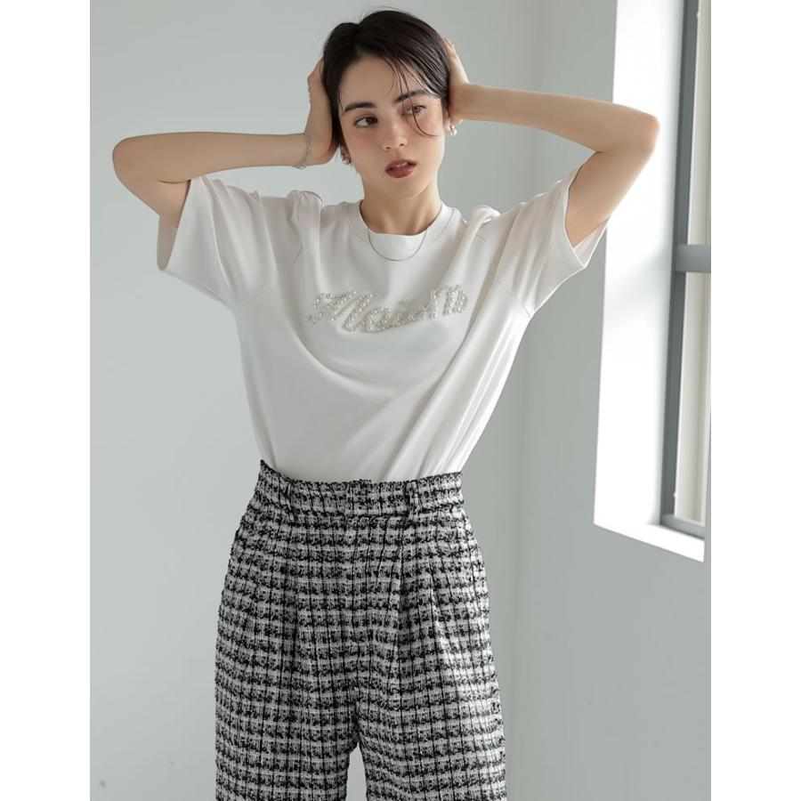 Tシャツ レディース トップス ロゴT UVカット 紫外線対策 吸水 速乾 綿100％ コットン100％ パールロゴ 2025春夏 | Re:EDIT | 15