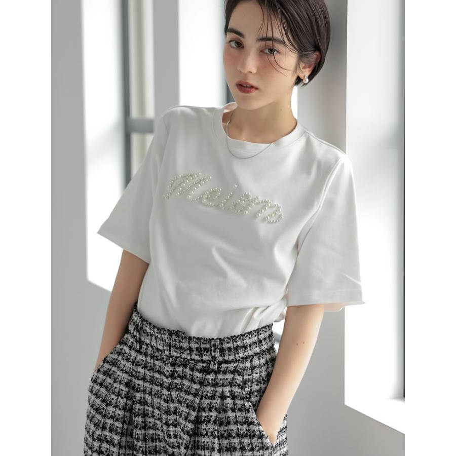 Tシャツ レディース トップス ロゴT UVカット 紫外線対策 吸水 速乾 綿100％ コットン100％ パールロゴ 2025春夏 | Re:EDIT | 16