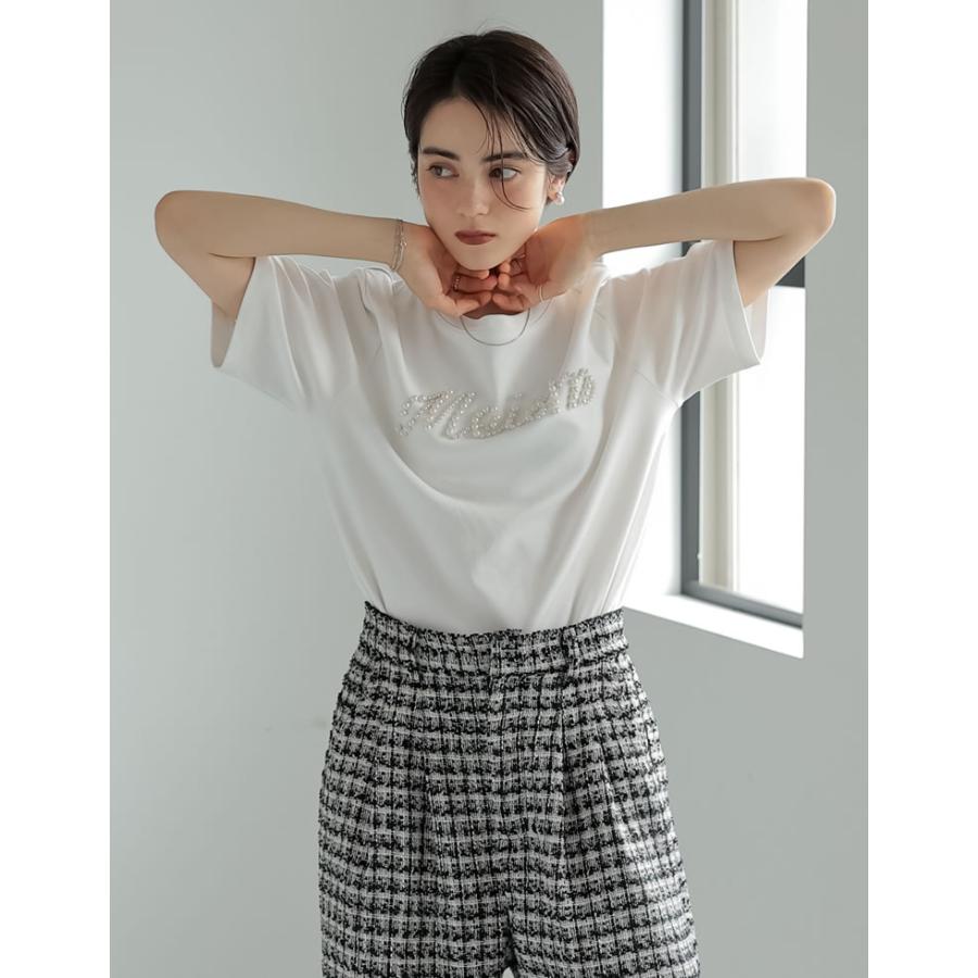 Tシャツ レディース トップス ロゴT UVカット 紫外線対策 吸水 速乾 綿100％ コットン100％ パールロゴ 2025春夏 | Re:EDIT | 18