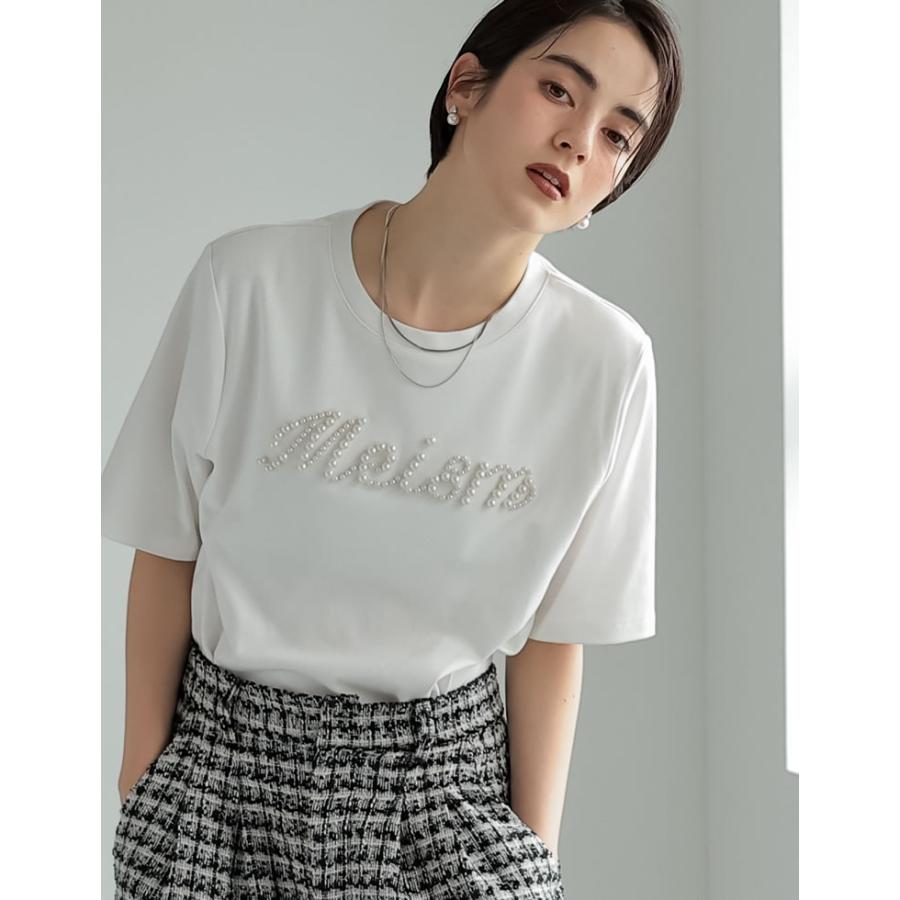 Tシャツ レディース トップス ロゴT UVカット 紫外線対策 吸水 速乾 綿100％ コットン100％ パールロゴ 2025春夏 | Re:EDIT | 05