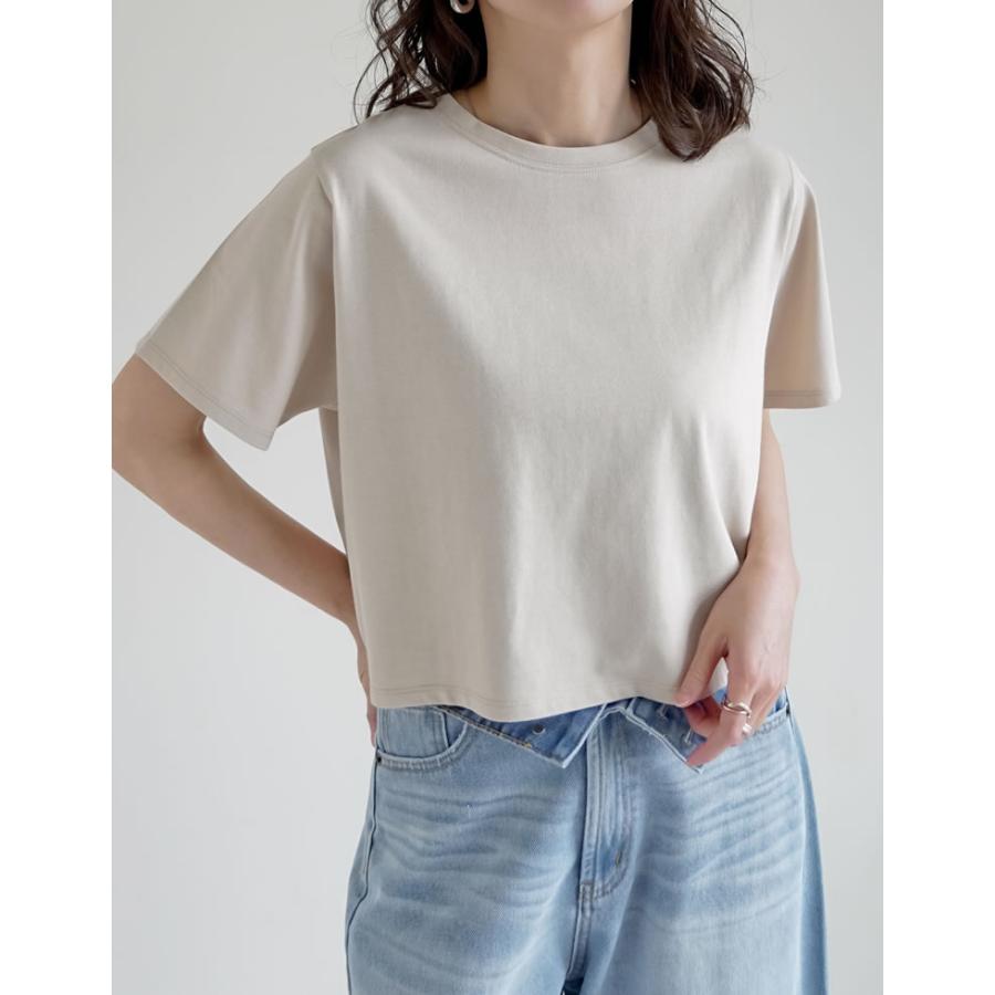 Tシャツ レディース トップス 半袖 クロップド セミクロップド　短丈 ベーシック シンプル ショート丈 クルーネック 春夏[mb] | Re:EDIT | 15