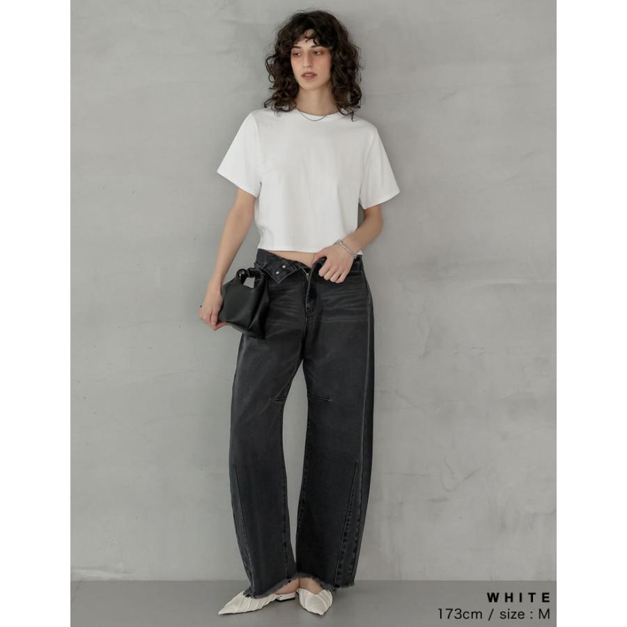 Tシャツ レディース トップス 半袖 クロップド セミクロップド　短丈 ベーシック シンプル ショート丈 クルーネック 春夏[mb] | Re:EDIT | 17