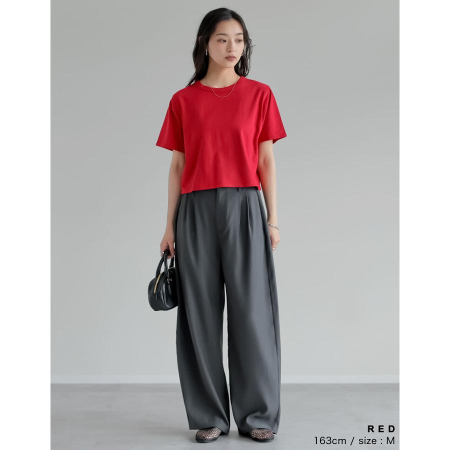 Tシャツ レディース トップス 半袖 クロップド セミクロップド　短丈 ベーシック シンプル ショート丈 クルーネック 春夏[mb] | Re:EDIT | 19