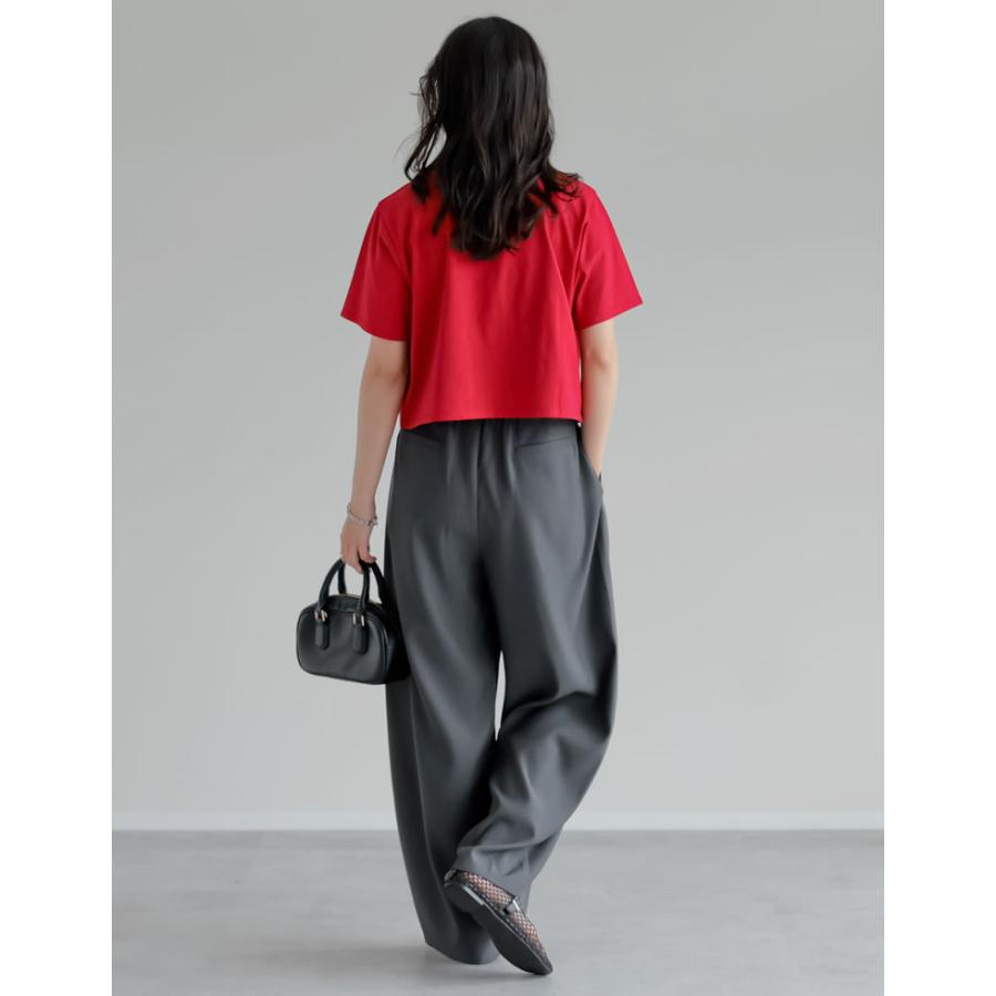 Tシャツ レディース トップス 半袖 クロップド セミクロップド　短丈 ベーシック シンプル ショート丈 クルーネック 春夏[mb] | Re:EDIT | 21