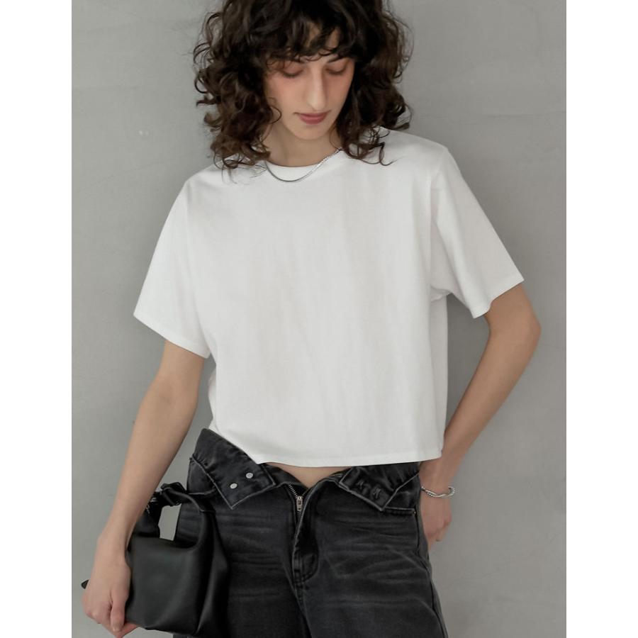 Tシャツ レディース トップス 半袖 クロップド セミクロップド　短丈 ベーシック シンプル ショート丈 クルーネック 春夏[mb] | Re:EDIT | 12