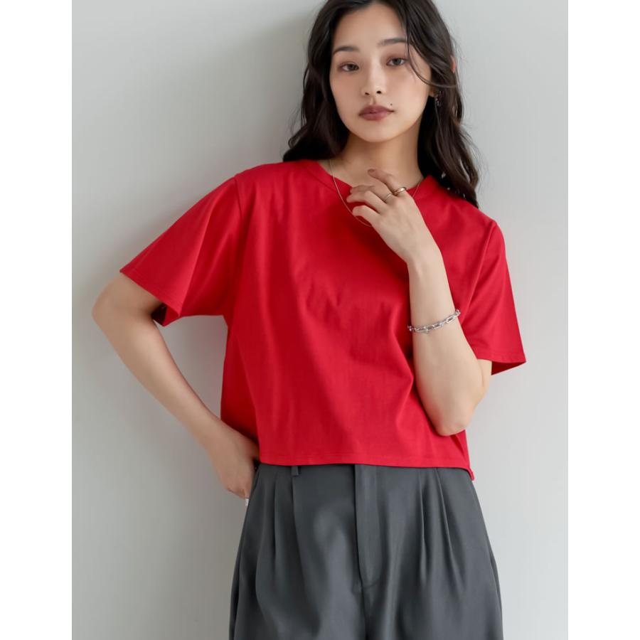 Tシャツ レディース トップス 半袖 クロップド セミクロップド　短丈 ベーシック シンプル ショート丈 クルーネック 春夏[mb] | Re:EDIT | 13