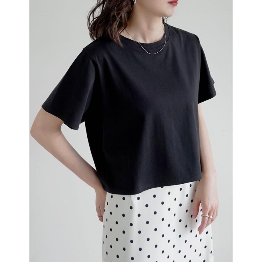 Tシャツ レディース トップス 半袖 クロップド セミクロップド　短丈 ベーシック シンプル ショート丈 クルーネック 春夏[mb] | Re:EDIT | 14
