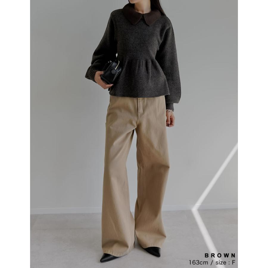 Re:EDIT トップス 長袖 ニット プルオーバー レディース セーター 襟