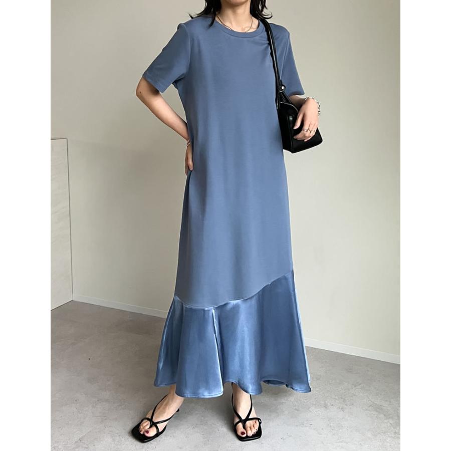 ワンピース レディース ドレス カットソー ロング丈 半袖 クルーネック ドレープ フレア 接触冷感 低身長 2025春夏 | Re:EDIT | 15