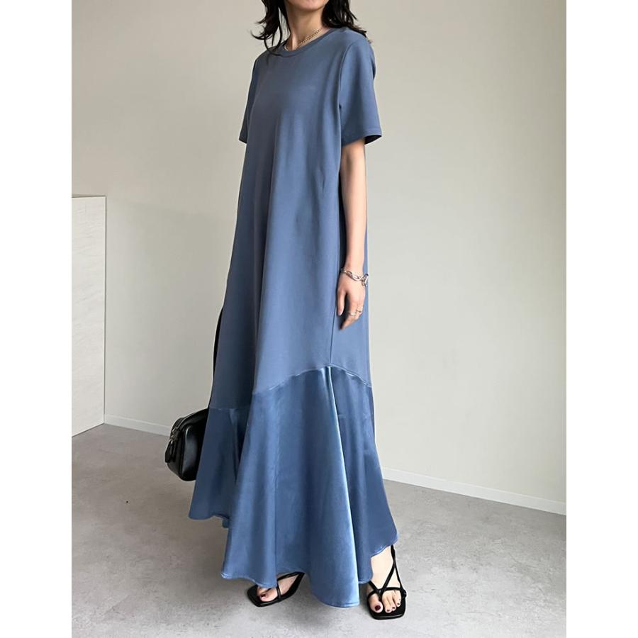 ワンピース レディース ドレス カットソー ロング丈 半袖 クルーネック ドレープ フレア 接触冷感 低身長 2025春夏 | Re:EDIT | 16