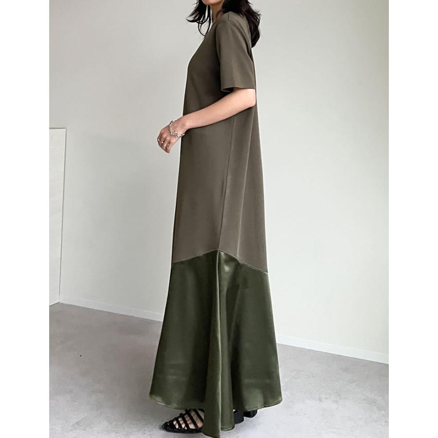 ワンピース レディース ドレス カットソー ロング丈 半袖 クルーネック ドレープ フレア 接触冷感 低身長 2025春夏 | Re:EDIT | 18