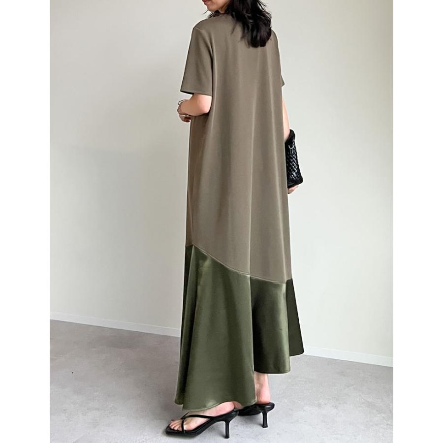 ワンピース レディース ドレス カットソー ロング丈 半袖 クルーネック ドレープ フレア 接触冷感 低身長 2025春夏 | Re:EDIT | 19
