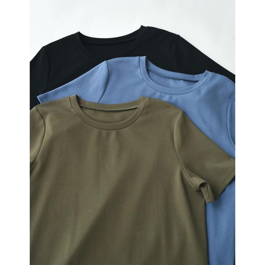 ワンピース レディース ドレス カットソー ロング丈 半袖 クルーネック ドレープ フレア 接触冷感 低身長 2025春夏 | Re:EDIT | 04