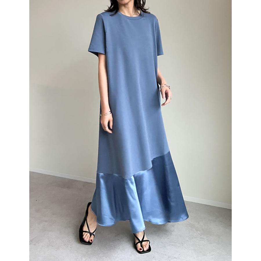ワンピース レディース ドレス カットソー ロング丈 半袖 クルーネック ドレープ フレア 接触冷感 低身長 2025春夏 | Re:EDIT | 06