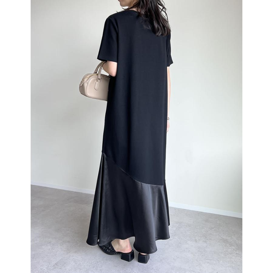 ワンピース レディース ドレス カットソー ロング丈 半袖 クルーネック ドレープ フレア 接触冷感 低身長 2025春夏 | Re:EDIT | 09