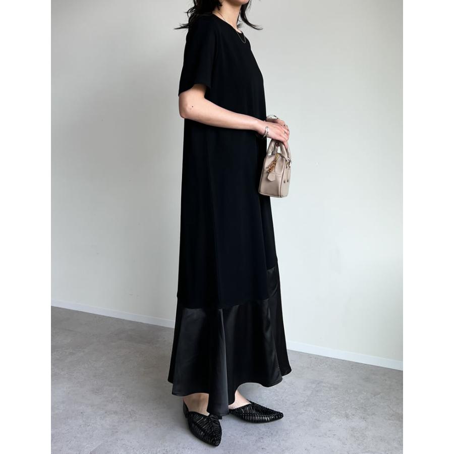 ワンピース レディース ドレス カットソー ロング丈 半袖 クルーネック ドレープ フレア 接触冷感 低身長 2025春夏 | Re:EDIT | 11