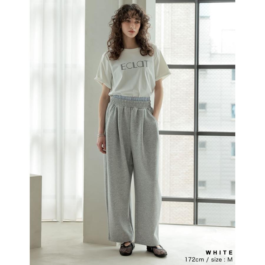 Tシャツ 半袖 トップス レディース 4色 M/L カットソー 5分袖 ロゴT バイカラー ひんやり 涼しい 接触冷感 春夏[mb] | Re:EDIT | 16
