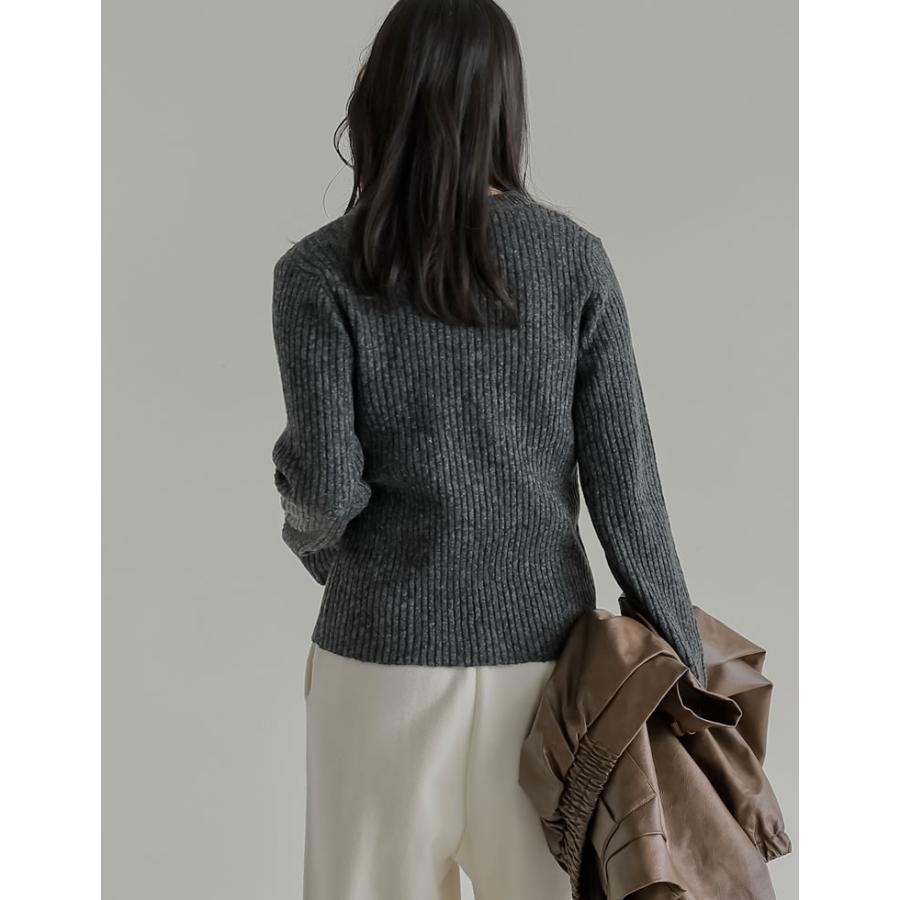 トップス ニット レディース 4色 M/L 長袖 ミックスニット ビスチェ見え セーター クルーネック 秋冬 | Re:EDIT | 14