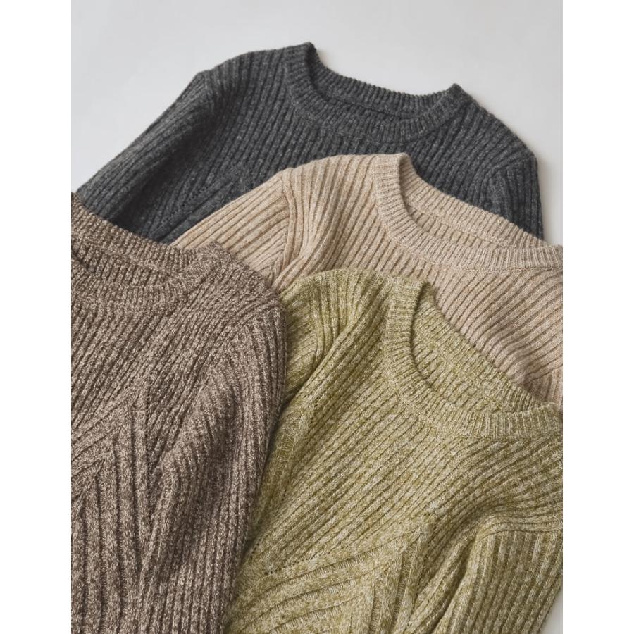 トップス ニット レディース 4色 M/L 長袖 ミックスニット ビスチェ見え セーター クルーネック 秋冬 | Re:EDIT | 05