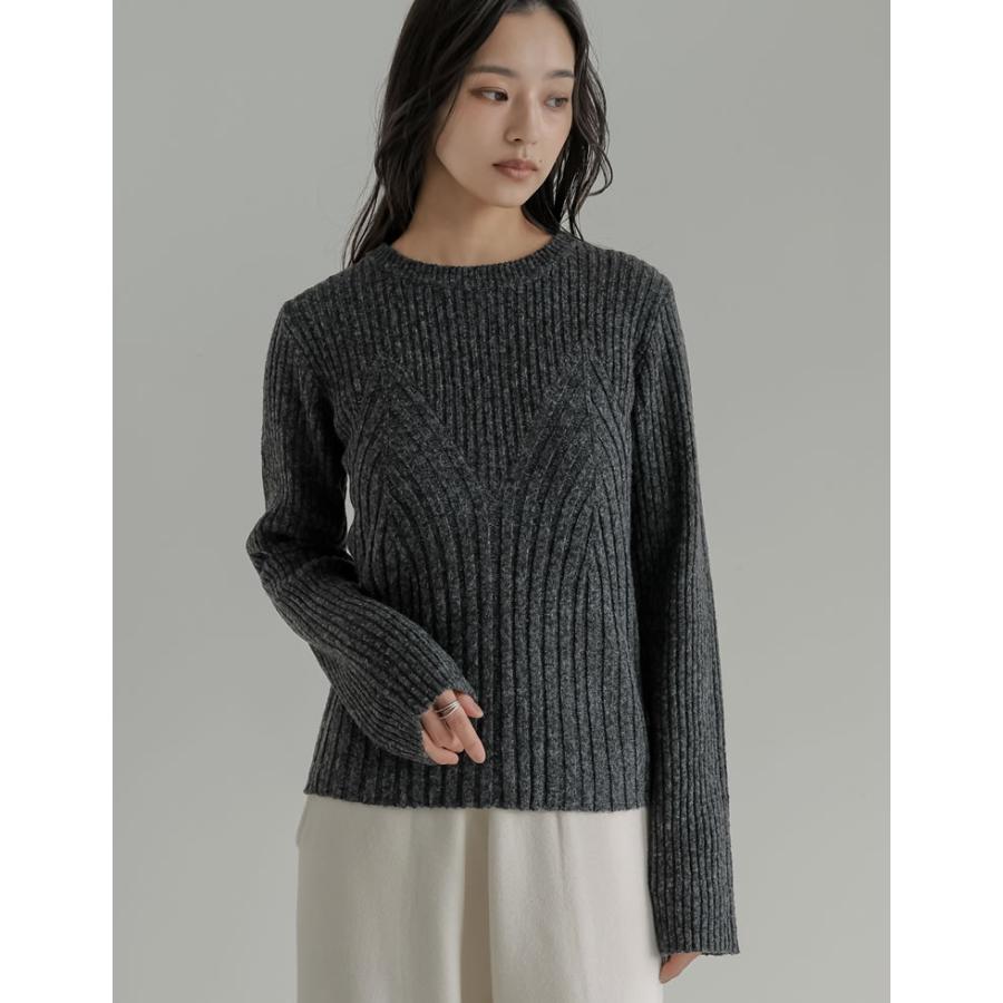 トップス ニット レディース 4色 M/L 長袖 ミックスニット ビスチェ見え セーター クルーネック 秋冬 | Re:EDIT | 06