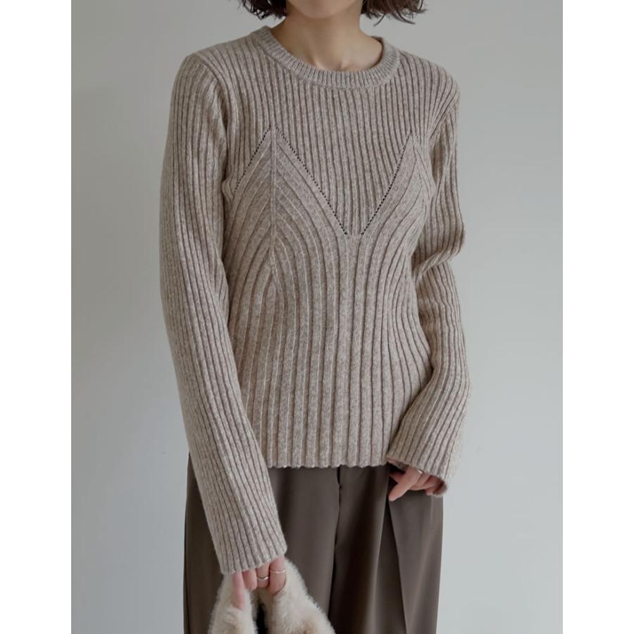 トップス ニット レディース 4色 M/L 長袖 ミックスニット ビスチェ見え セーター クルーネック 秋冬 | Re:EDIT | 07