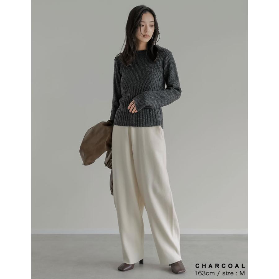 トップス ニット レディース 4色 M/L 長袖 ミックスニット ビスチェ見え セーター クルーネック 秋冬 | Re:EDIT | 13