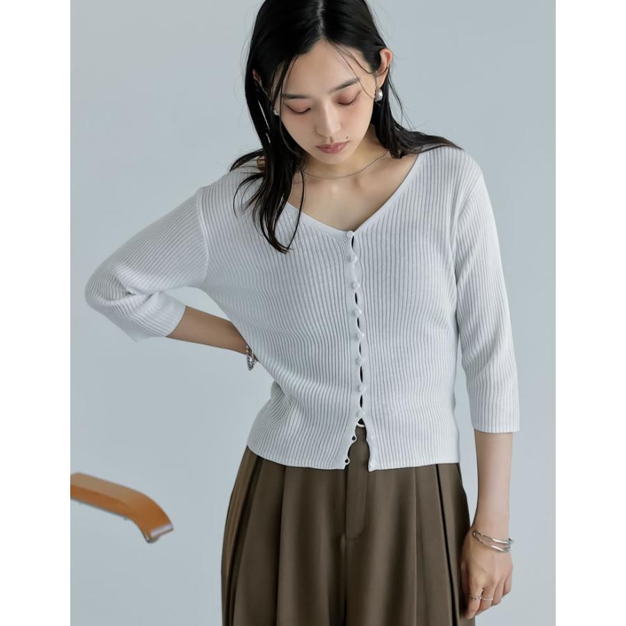 カーディガン レディース トップス シアートップス シアー シアーニット 二の腕隠し レーヨン100％ 2025春夏[mb] | Re:EDIT | 11