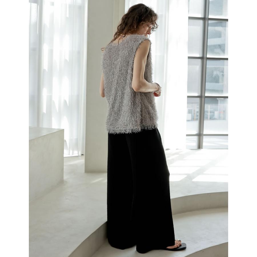 パンツ レディース ボトム フルレングス ジャガード イージーパンツ ワイド セットアップ ドロスト ウエストゴム 低身長 高身長 2025春夏 | Re:EDIT | 10