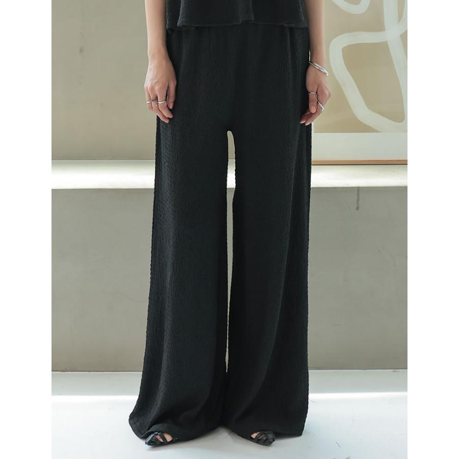 パンツ レディース ボトム フルレングス ジャガード イージーパンツ ワイド セットアップ ドロスト ウエストゴム 低身長 高身長 2025春夏 | Re:EDIT | 11