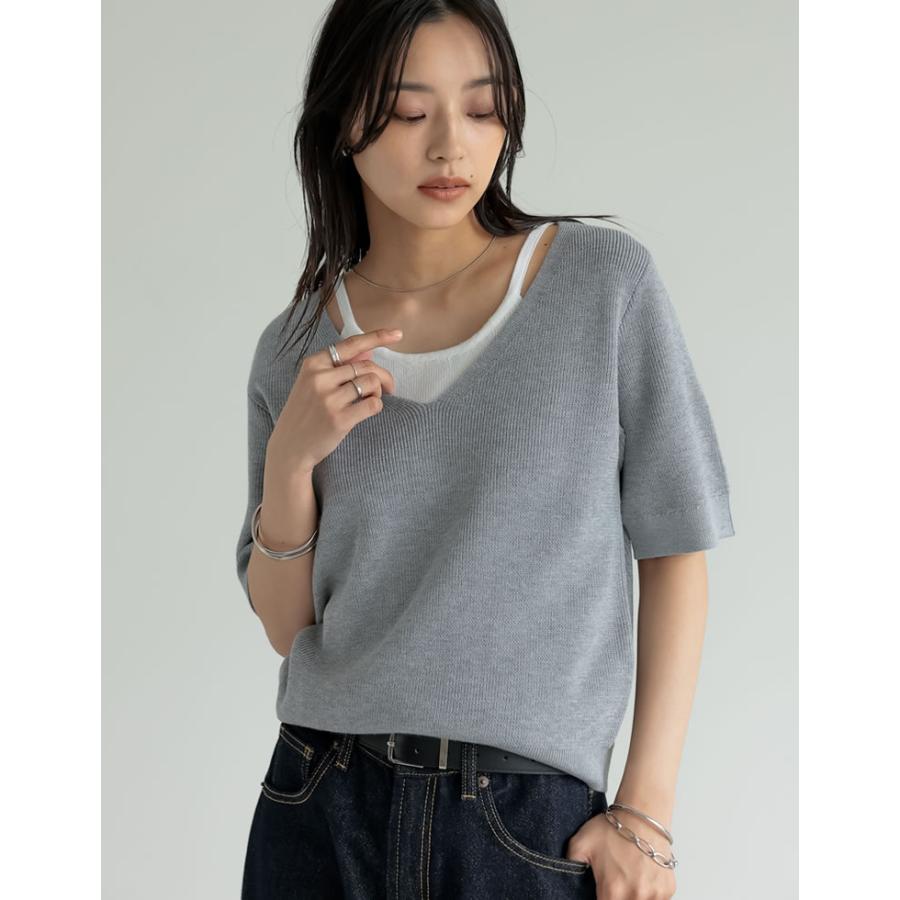 新品タグ付【emmi atelier】レイヤード風ノースリトップス emmi atelier - emmi atelier レイヤードノースリーブトップス