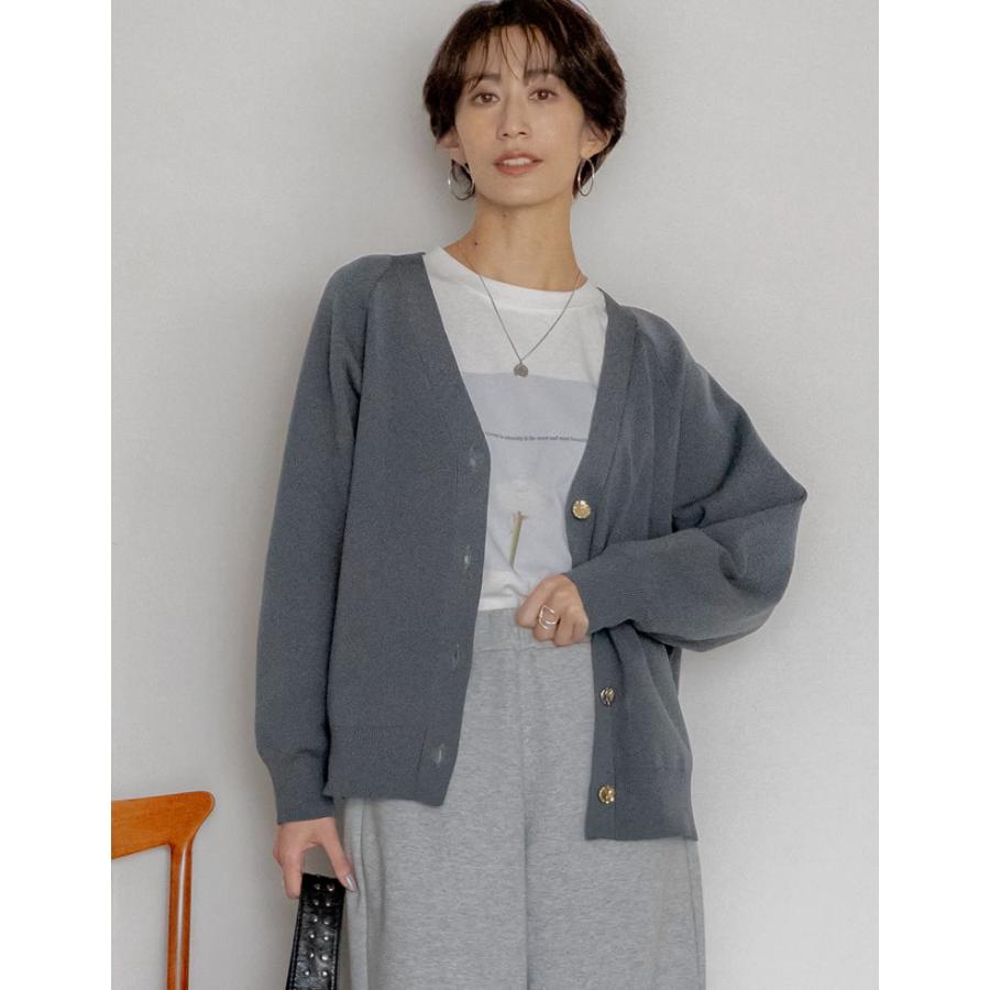 カーディガン トップス 長袖 レディース 5色 M/L 金ボタン スポンジニット ニット 羽織り 洗える 2025秋冬 | Re:EDIT | 07