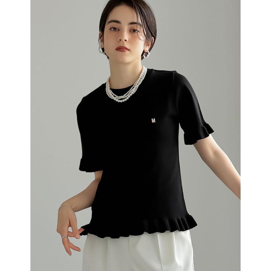 Moi-meme-Moitie シフォンリルサマーニット 半袖　黒 MEISM（ミズム） 半袖 サマーニット レディース トップス 2色 M/L