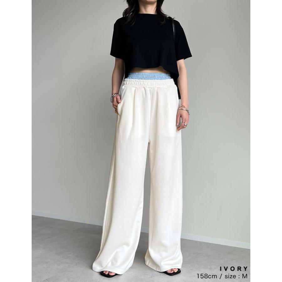レイヤードパンツ レディース パンツ スウェット ワイド ダンボール トランクス 低身長 春夏 | Re:EDIT | 18