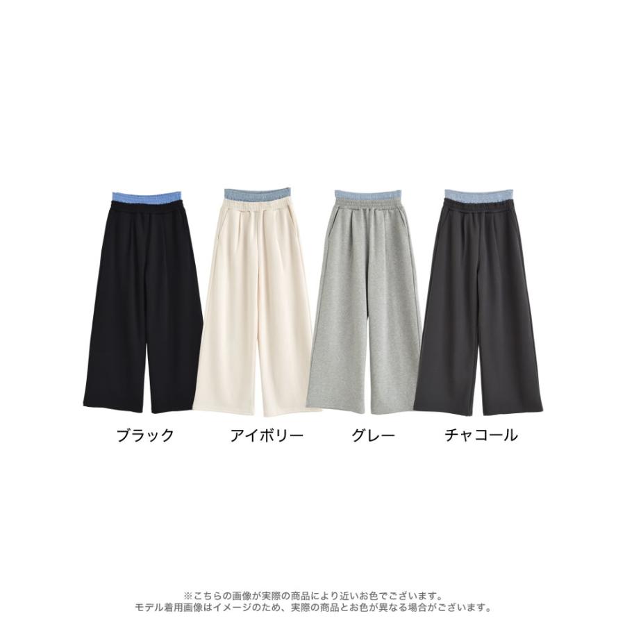 レイヤードパンツ レディース パンツ スウェット ワイド ダンボール トランクス 低身長 春夏 | Re:EDIT | 21