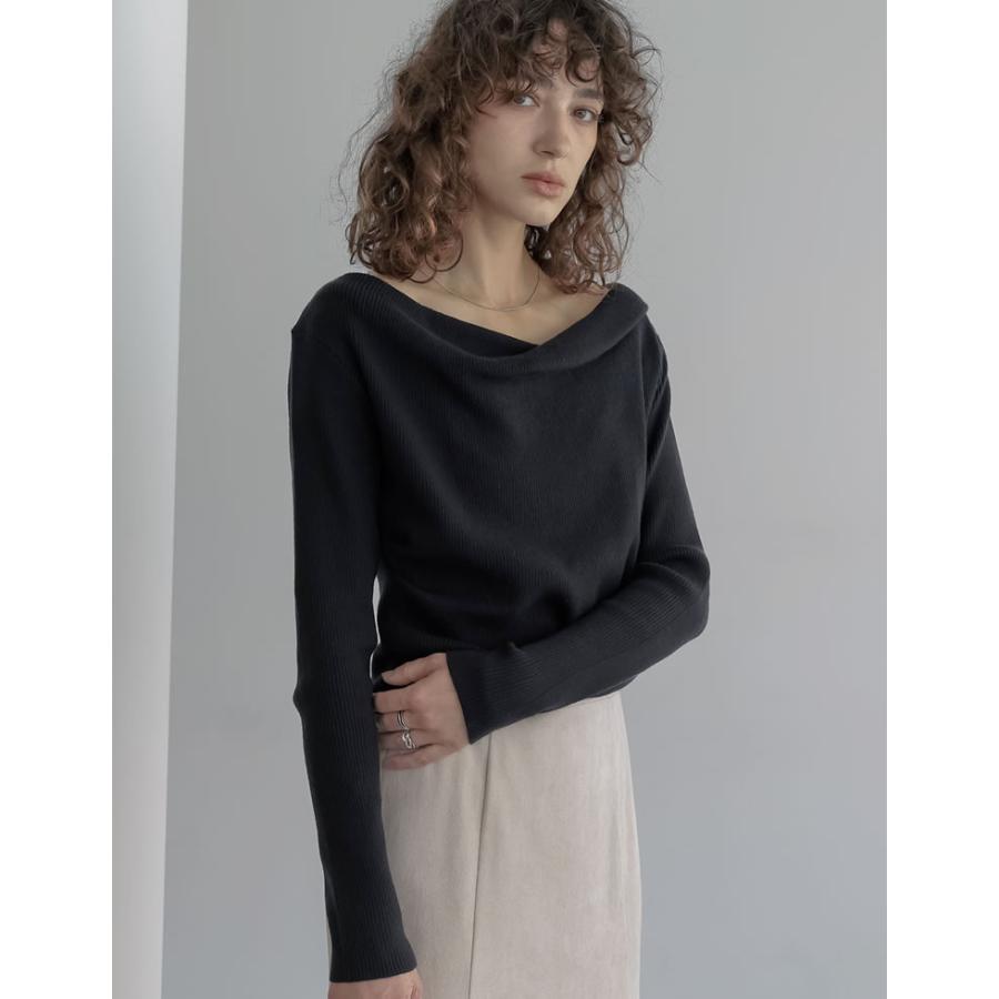 トップス オフショル 長袖 レディース 5色 M/L ドレープ リブニット セーター 2WAY 細リブ オフィスカジュアル 2025秋冬 11/13販売 | Re:EDIT | 15