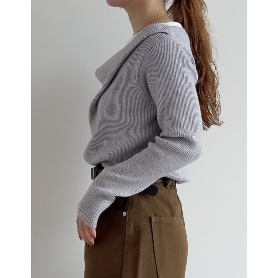 トップス オフショル 長袖 レディース 5色 M/L ドレープ リブニット セーター 2WAY 細リブ オフィスカジュアル 2025秋冬 11/13販売 | Re:EDIT | 19