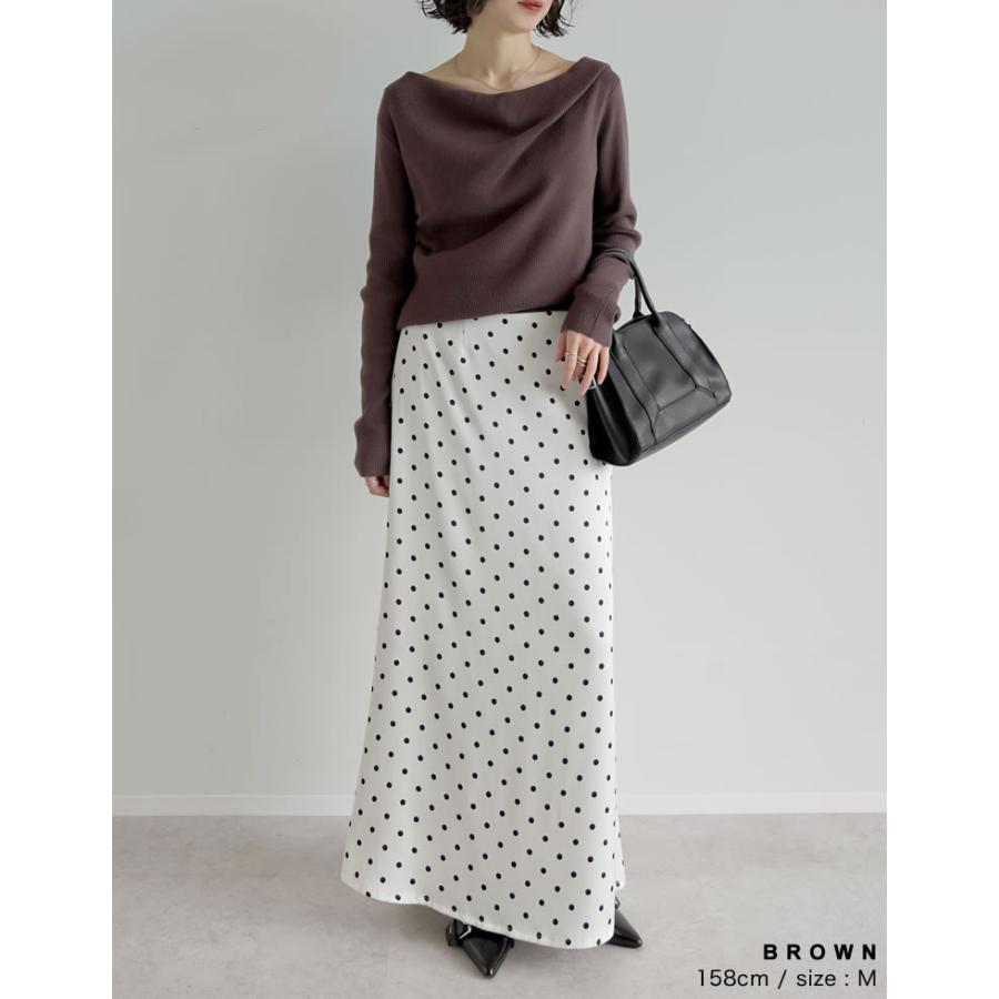 トップス オフショル 長袖 レディース 5色 M/L ドレープ リブニット セーター 2WAY 細リブ オフィスカジュアル 2025秋冬 11/13販売 | Re:EDIT | 20