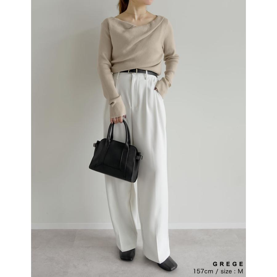 トップス オフショル 長袖 レディース 5色 M/L ドレープ リブニット セーター 2WAY 細リブ オフィスカジュアル 2025秋冬 11/13販売 | Re:EDIT | 21