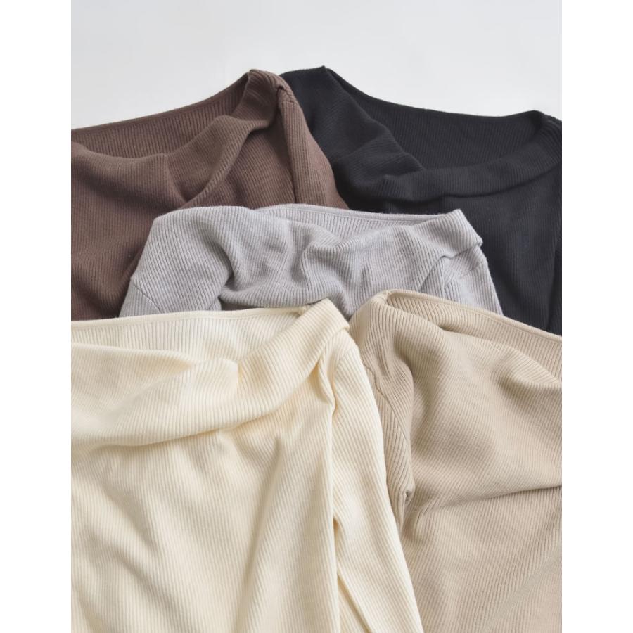 トップス オフショル 長袖 レディース 5色 M/L ドレープ リブニット セーター 2WAY 細リブ オフィスカジュアル 2025秋冬 11/13販売 | Re:EDIT | 06