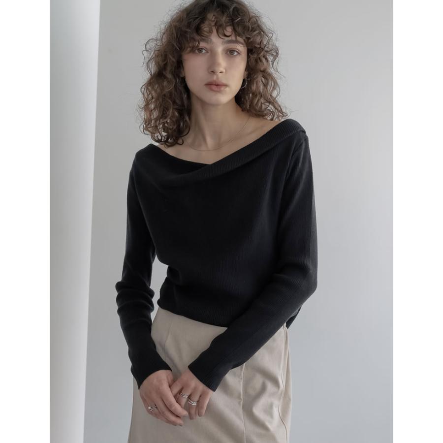 トップス オフショル 長袖 レディース 5色 M/L ドレープ リブニット セーター 2WAY 細リブ オフィスカジュアル 2025秋冬 11/13販売 | Re:EDIT | 07