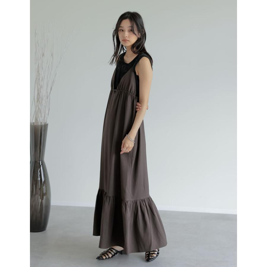ワンピース キャミレディース サマーサマードレス リネンタッチ 肩紐調節可能 低身長 2025春夏 | Re:EDIT | 06