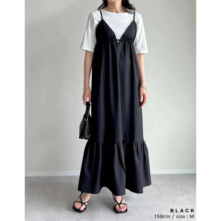 ワンピース キャミレディース サマーサマードレス リネンタッチ 肩紐調節可能 低身長 2025春夏 | Re:EDIT | 09
