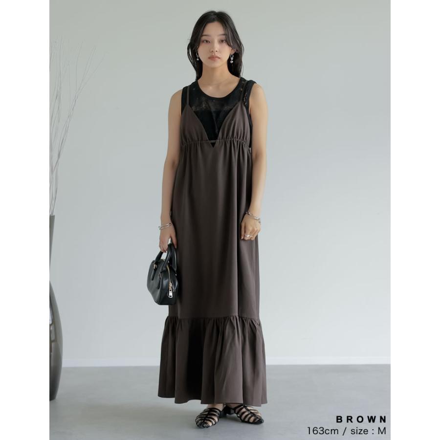 ワンピース キャミレディース サマーサマードレス リネンタッチ 肩紐調節可能 低身長 2025春夏 | Re:EDIT | 12