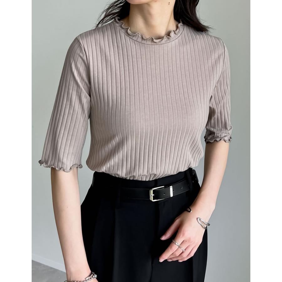 Re:EDIT Tシャツ レディース トップス リブカットソー 半袖 5分