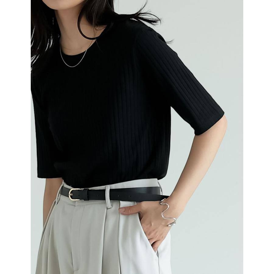 Tシャツ レディース トップス リブカットソー 汗染み防止 汗ジミ 汗じみ 吸水速乾 撥水加工 半袖 2025春夏[mb] | Re:EDIT | 15